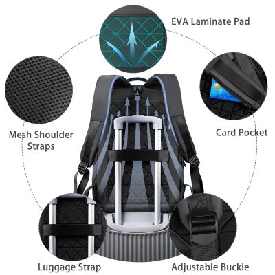 8228：HEROIC KNIGHT 15.6" Laptop Backpack for Men with USB Charger, Lightweight Durable Bag for Business Travel-Black