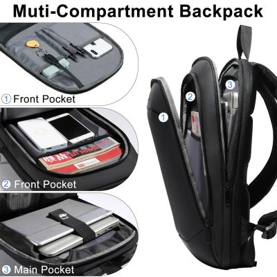 8787s：HEROIC KNIGHT Waterproof Expandable 15.6" Laptop Backpack for Men, Black