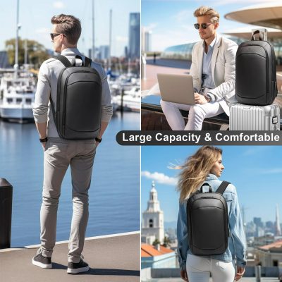 8787s：HEROIC KNIGHT Waterproof Expandable 15.6" Laptop Backpack for Men, Black