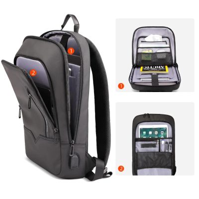 8228：HEROIC KNIGHT 15.6" Laptop Backpack for Men with USB Charger, Lightweight Durable Bag for Business Travel-Black