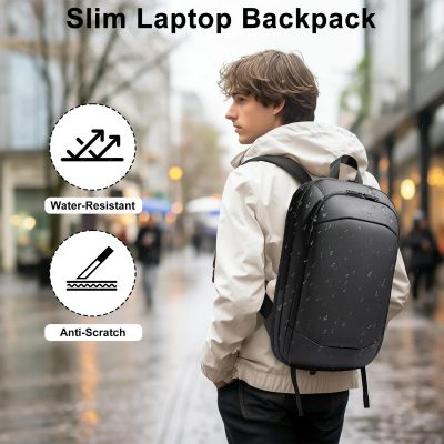 8787s：HEROIC KNIGHT Waterproof Expandable 15.6" Laptop Backpack for Men, Black